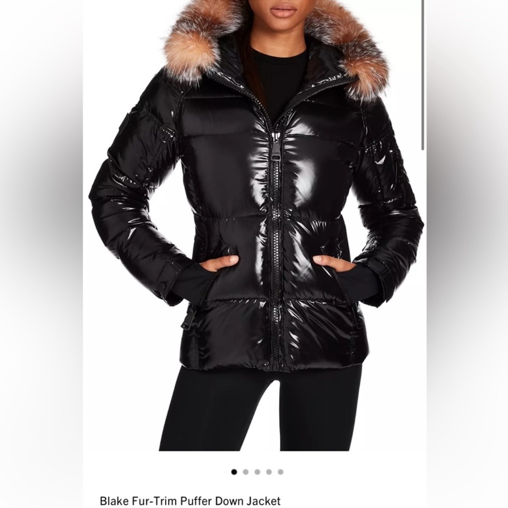 NEW. York SAM New York Shiny Black Puffer with real fure hood jacket - Picture 3 of 11